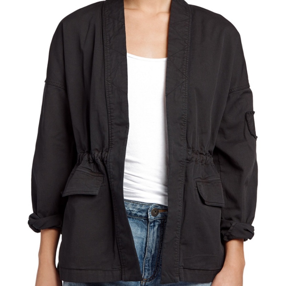 James Perse Black Military Field Jacket, Size 0